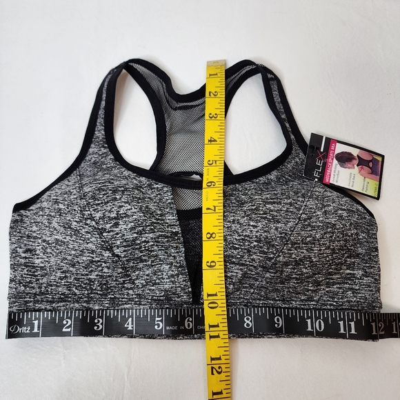 Flex Own It Sports Bra Mesh Back Gray and Black Size 32A 32B 34S Small NWT - Picture 6 of 9